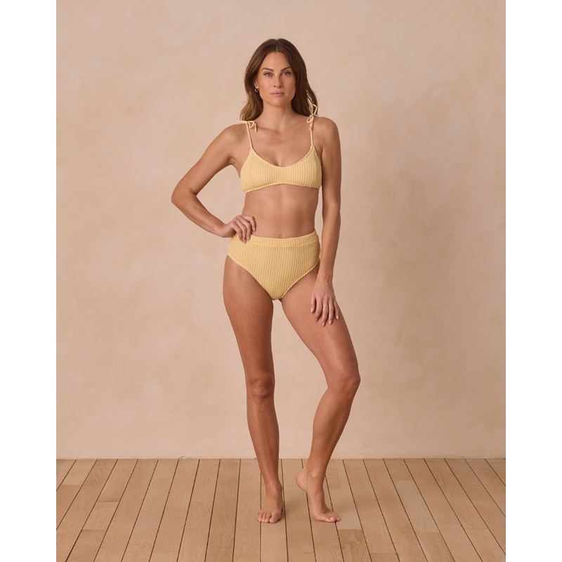 Banded High Waisted Bikini Bottom | Yellow Crochet