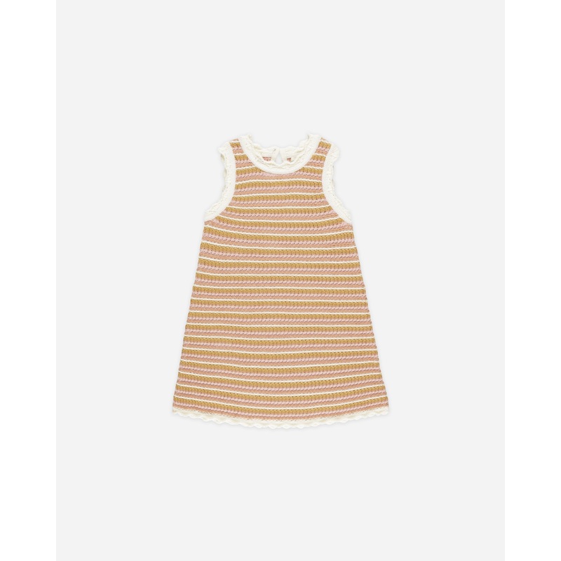 Crochet Tank Mini Dress || Pink Stripe