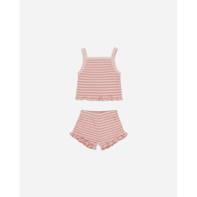 Evie Tank + Shortie Set || Pink Stripe