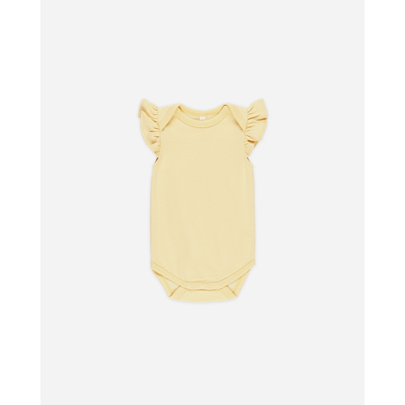-Flutter Sleeve Bodysuit || Yellow-