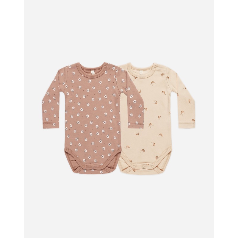 Jersey Bodysuit, 2 Pack || Rose Ditsy, Rainbows