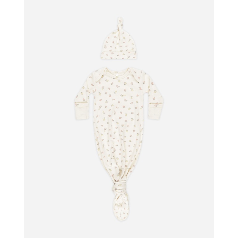 -Knotted Baby Gown + Hat Set || Fleur-