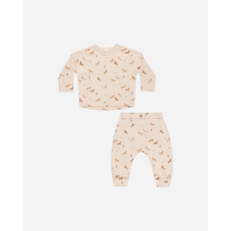 -Long Sleeve Tee + Pant Set || Horses-