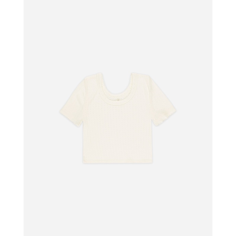 Pointelle Tee || Ivory|2-3Y|4-5Y|6-7Y|8-9Y