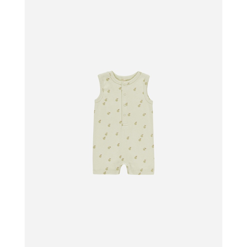 -Ribbed Henley Romper || Apples-