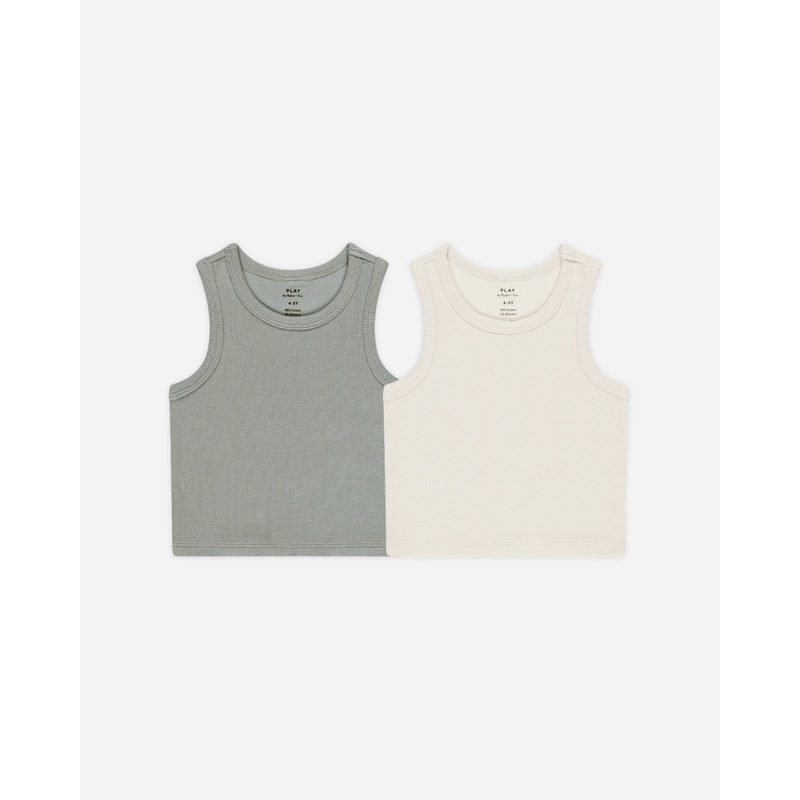 Ribbed Tank Set || Natural, Eucalyptus