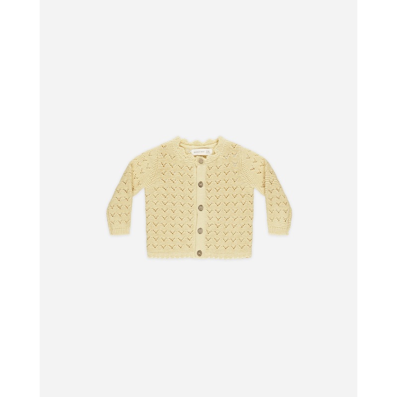 -Scalloped Cardigan || Yellow-