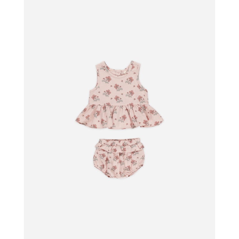 -Sleeveless Peplum Set || Vintage Floral-