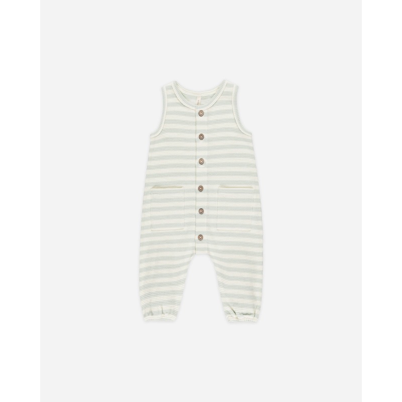 -Waffle Jumpsuit || Mint Stripe-