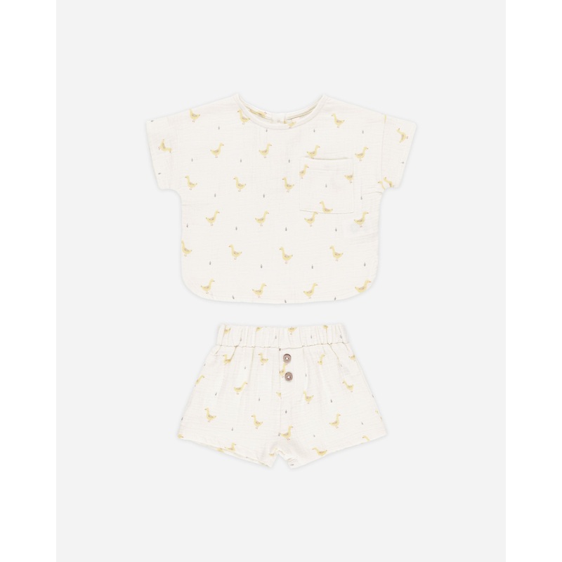 Woven Boxy Top + Short Set || Geese