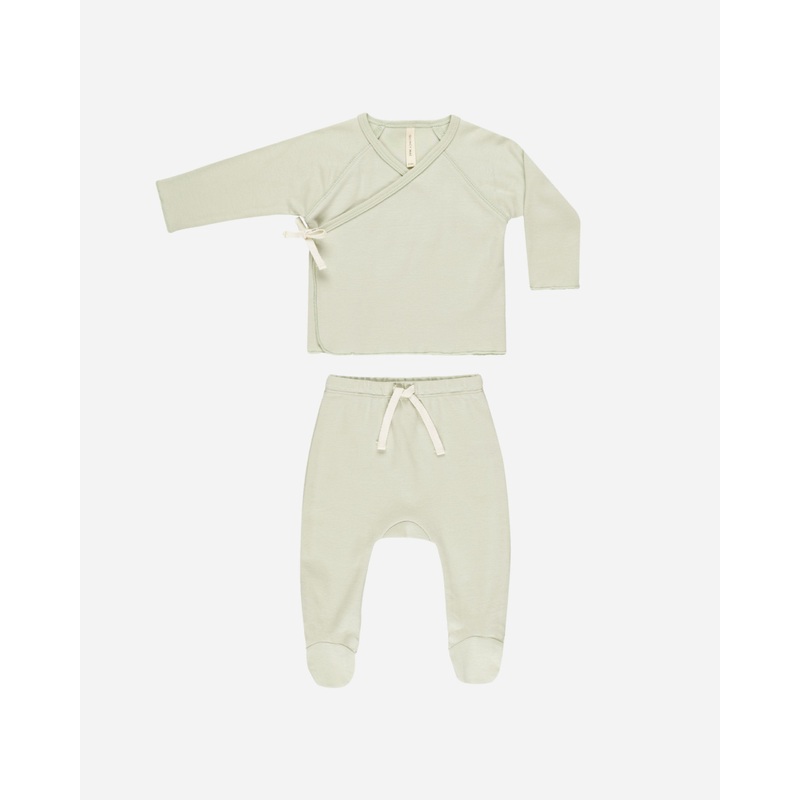 Wrap Top + Footed Pant Set || Mint