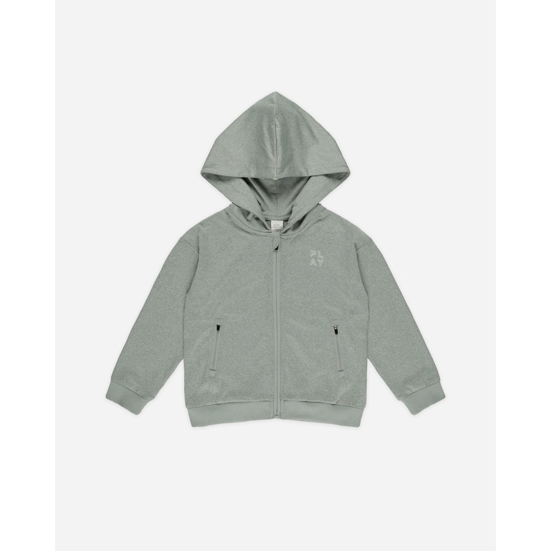 Zip-Up Tech Hoodie || Heathered Eucalyptus