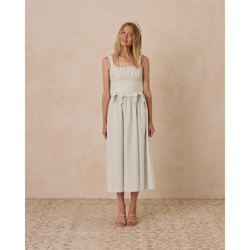Betsy Dress || Sage Stripe|XS|S|M|L|XL