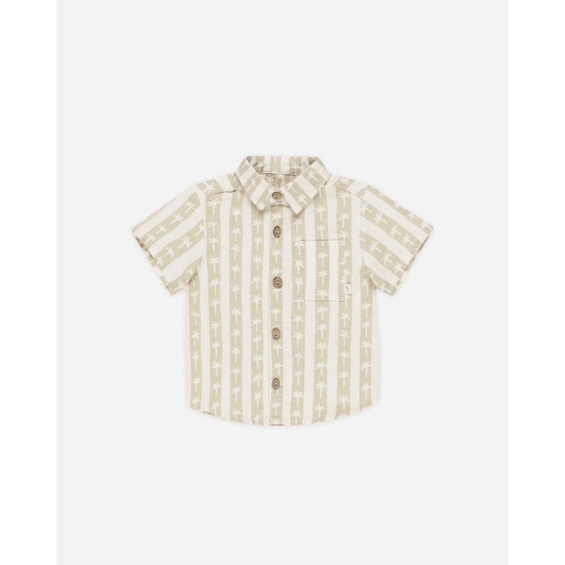Collared Short Sleeve Shirt || Palm Stripe