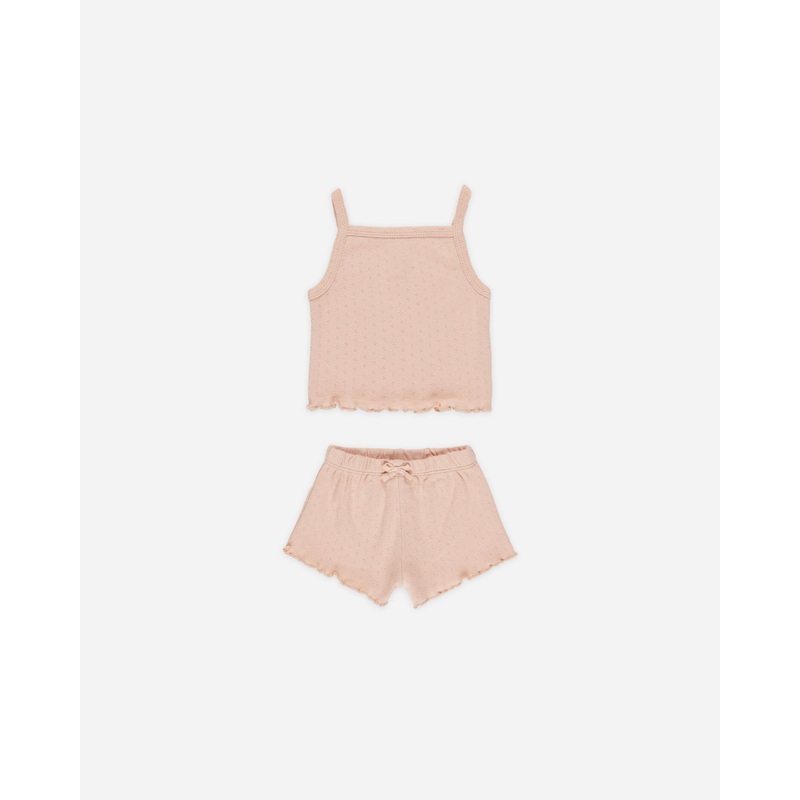 -Pointelle Tank + Shortie Set || Melon-
