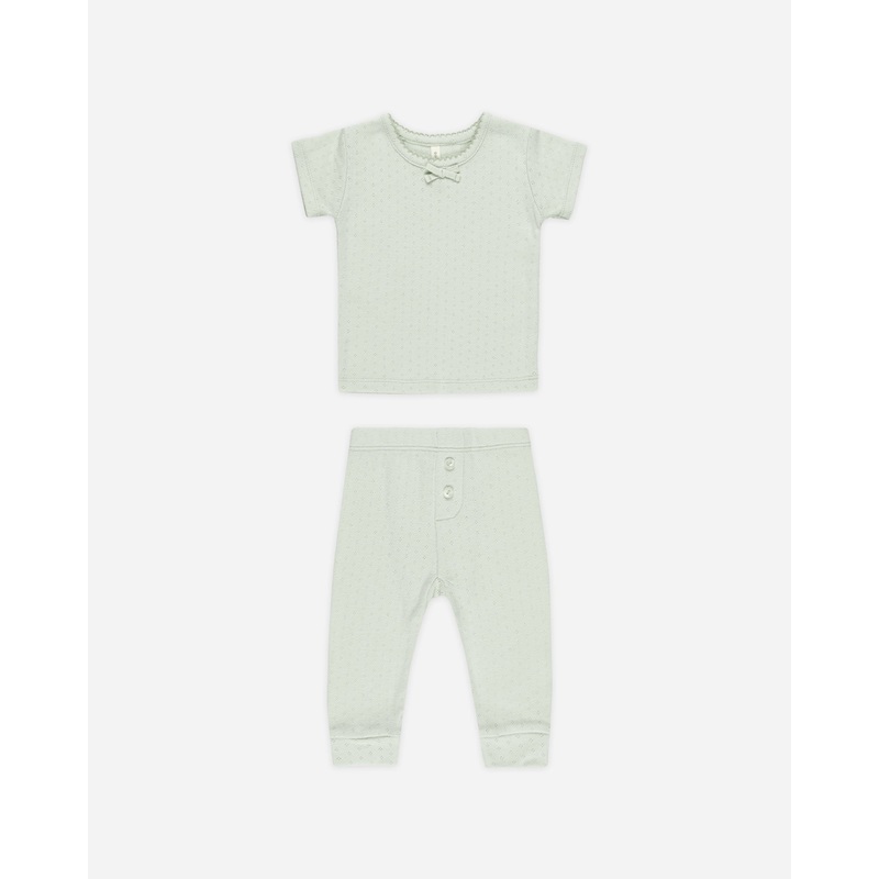 -Pointelle Tee + Legging || Mint-