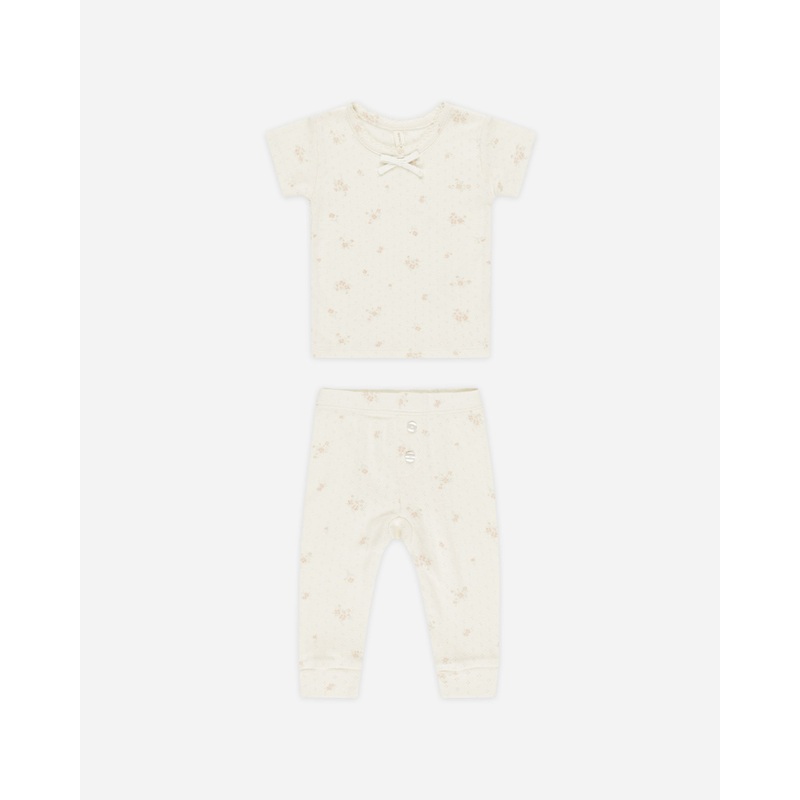 -Pointelle Tee + Legging || Pink Ditsy-