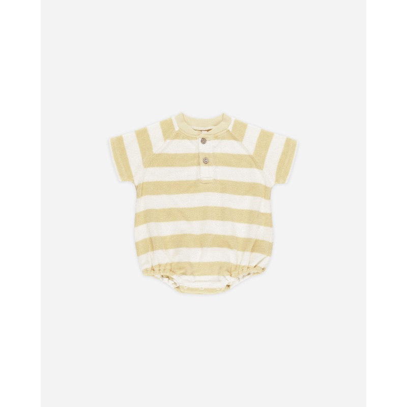 Terry Henley Romper || Yellow Stripe