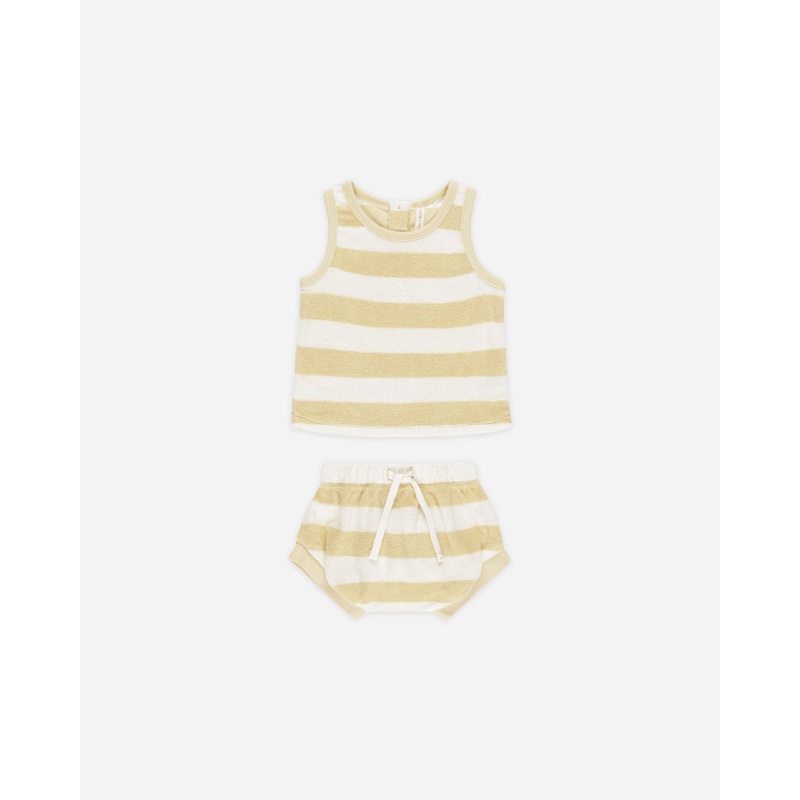 -Terry Tank + Short Set || Yellow Stripe-