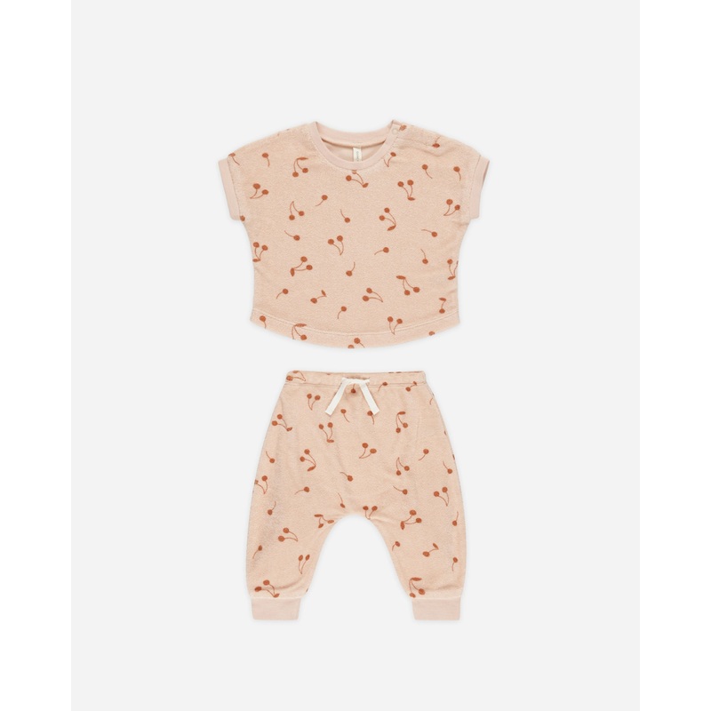 -Terry Tee + Pant Set || Cherries-