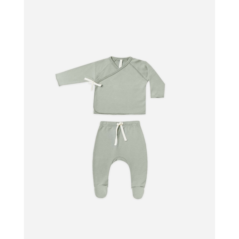 -Wrap Top + Footed Pant Set || Sage-