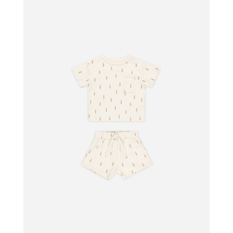-Boxy Pocket Tee + Short Set || Carrots-