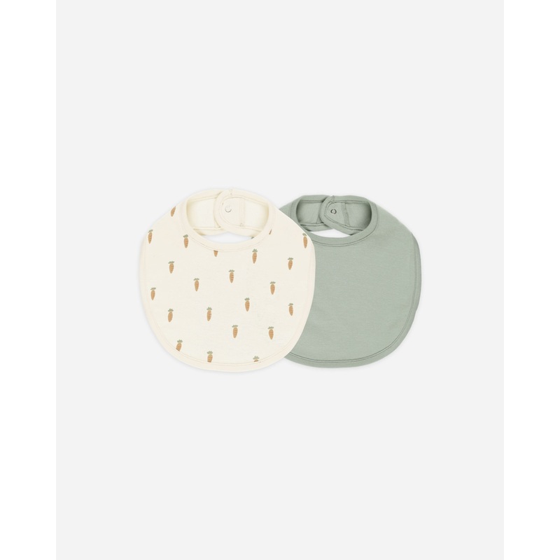 Jersey Snap Bib, 2 Pack || Carrots, Sage
