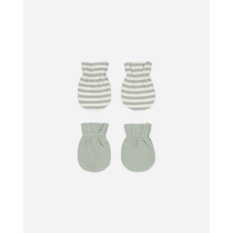 No Scratch Mittens, Set of 2 || Sage Stripe, Sage