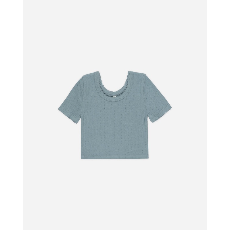 Pointelle Tee || Ocean|2-3Y|4-5Y|6-7Y|8-9Y