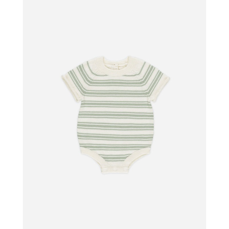 Rowan Romper || Sage Knit Stripe