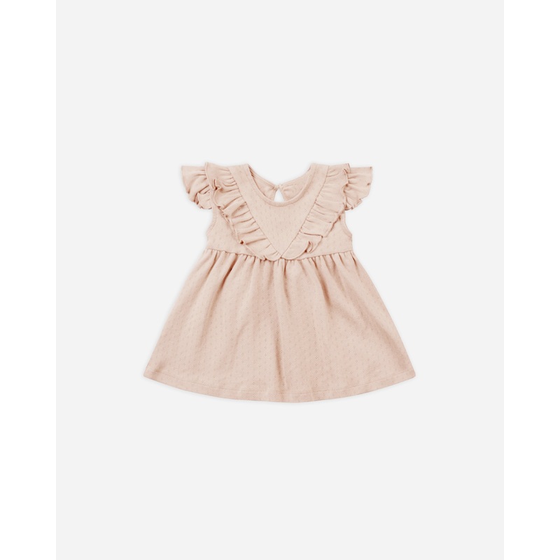 -Sleeveless Ruffle V Dress || Melon-