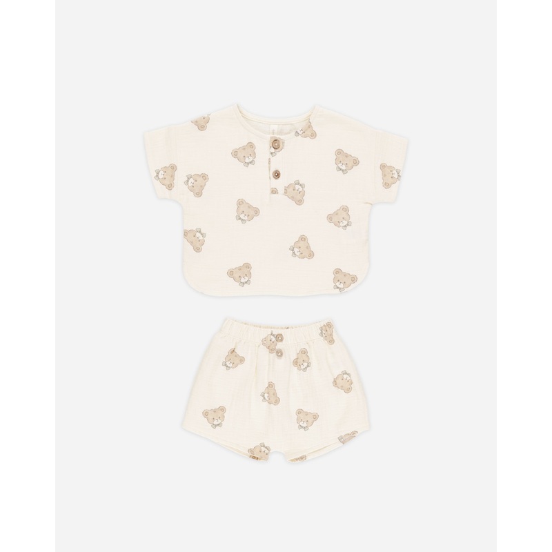-Woven Boxy Top + Short Set || Teddy-