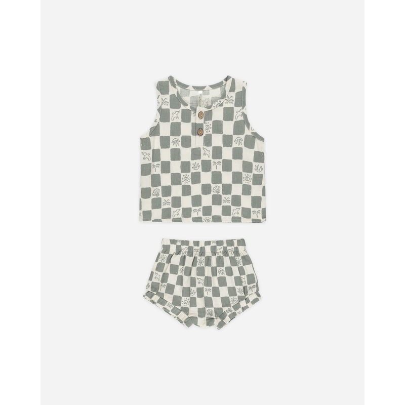 Baby Tank Set || Coastal Check