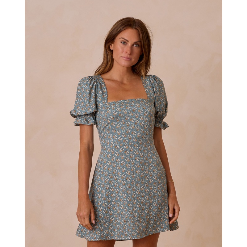 Claudia Dress || Blue Floral|Color|XS|S|M|L|XL