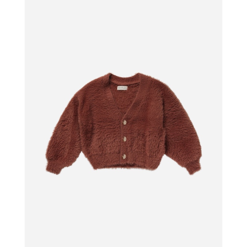 Fuzzy Cardigan || Brick|Color|3-6M|6-12M|12-18M|18-24M|2-3Y|4-5Y|6-7Y|8-9Y|10-12Y