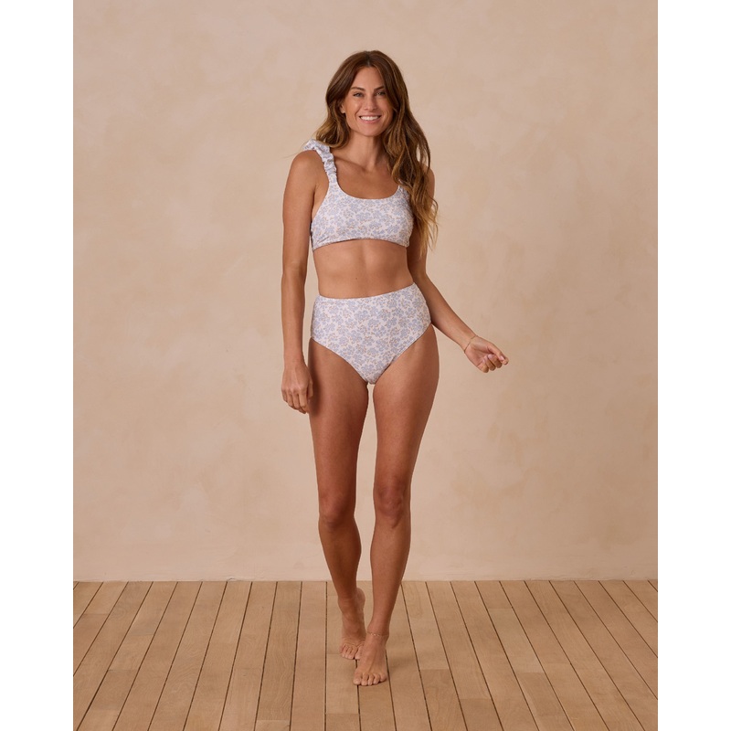 High Waisted Bikini Bottom | Blue Ditsy