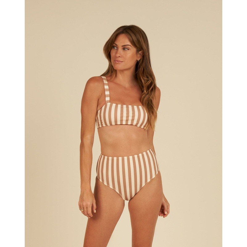 High Waisted Bikini Bottom | Clay Stripe