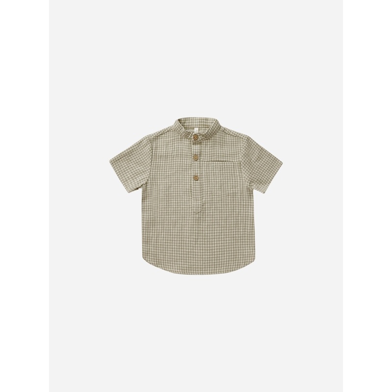 Mason Shirt || Sage Gingham|Sage|0-3m|3-6m|6-12m|12-18m|18-24m|2-3y|4-5y|6-7y|8-9y|10-12y