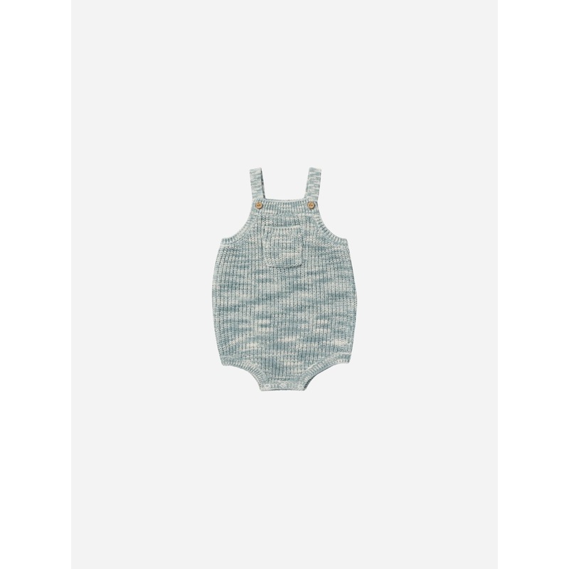 Pocketed Knit Romper || Heathered Blue