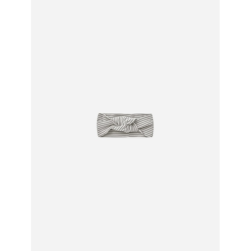 Ribbed Knotted Headband || Lagoon Micro Stripe