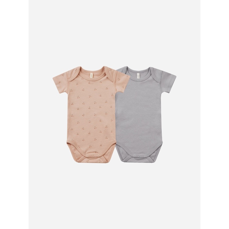 Short Sleeve Bodysuit, 2 Pack || Cherries, Periwinkle
