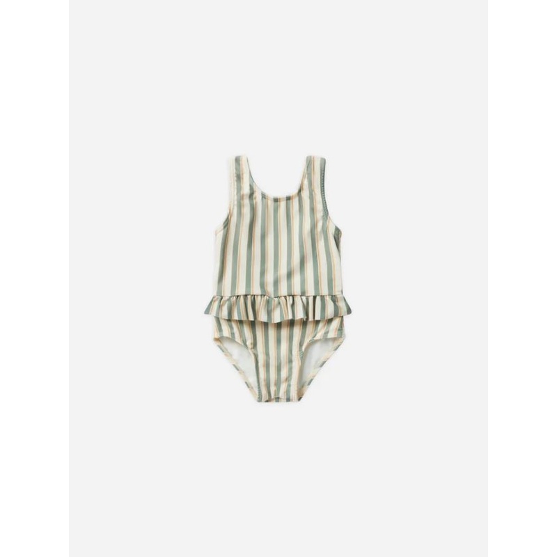 Skirted One-Piece  ||  Aqua Stripe