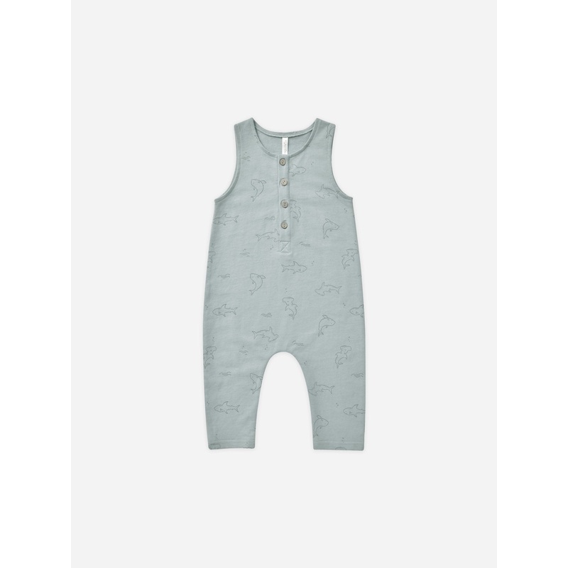Terry Jumpsuit || Sharks|Blue|0-3m|3-6m|6-12m|12-18m|18-24m|2-3y