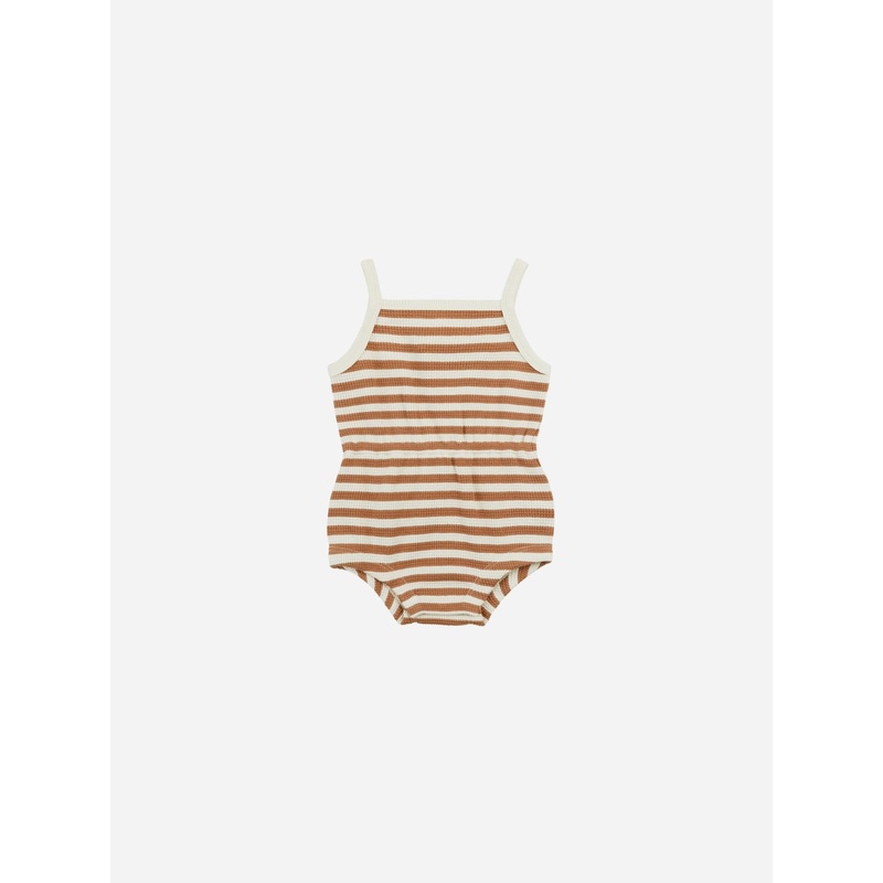Waffle Cinch Romper || Clay Stripe