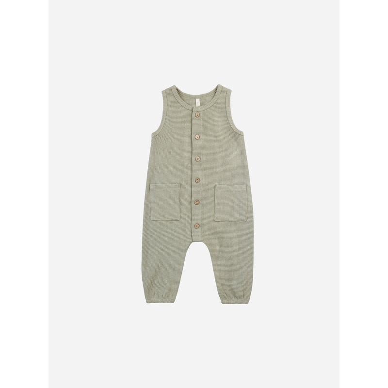 Waffle Jumpsuit || Sage|Sage|0-3m|3-6m|6-12m|12-18m|18-24m|2-3y
