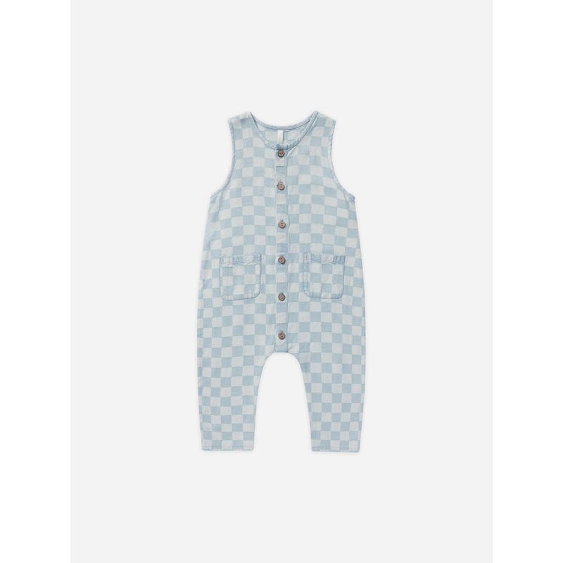 Woven Jumpsuit || Blue Check|Blue Check|0-3m|3-6m|6-12m|12-18m|18-24m|2-3y