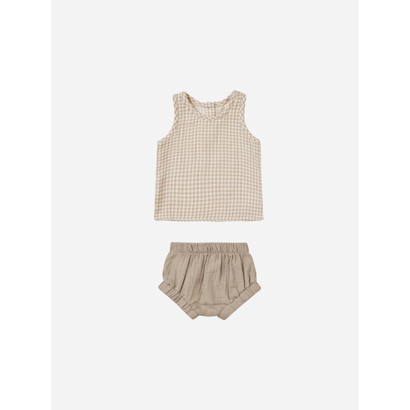 Woven Tank + Short Set || Oat Gingham