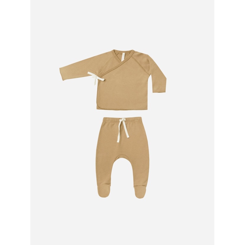 Wrap Top + Footed Pant Set || Honey
