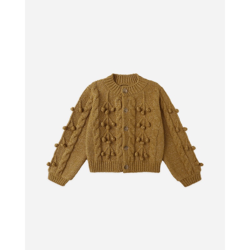 Bobble Cardigan || Golden|6-12M|12-18M|18-24M|2-3Y|4-5Y|6-7Y|8-9Y