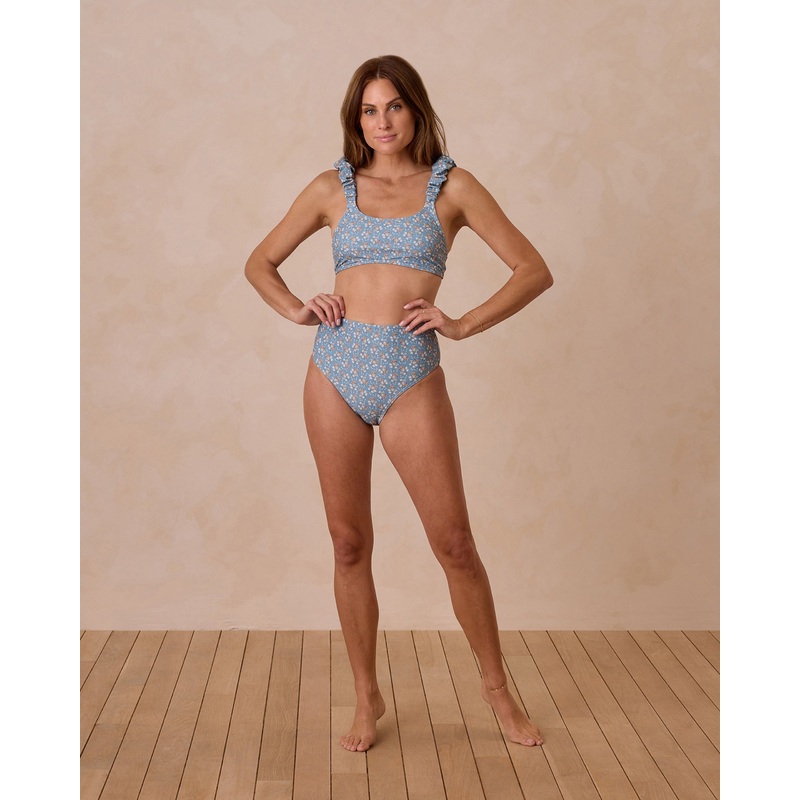 High Cut Bikini Bottom | Blue Floral